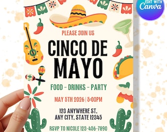 Cinco De Mayo Einladung Digital Download Bearbeitbare Vorlage