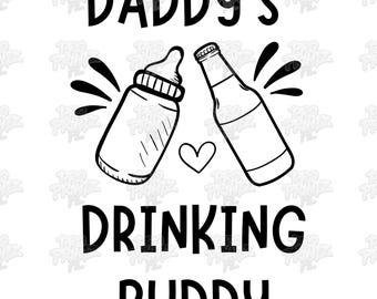Papas trinkender Buddy PNG / SVG / JPG Dateien, lustiger Baby Strampelanzug, digitaler Download, Print Bereit Design