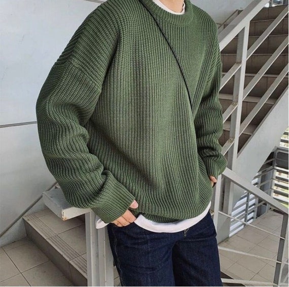 Fortælle konstant oversøisk Korean Fashion Sweaters Men Spring Solid Color Wool Sweaters - Etsy
