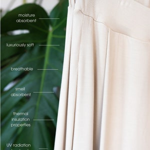 Women Bamboo Pants Elastic Waist Long Pants Lounge Casual Sustainable Loose Wide Leg Green Trousers image 9