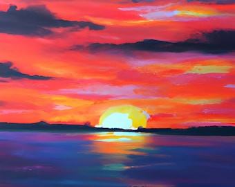 Poster - Sunset - Oil Painting - Image/Painting as Digital Download - 8K Resolution - Digital Art - Motif 8