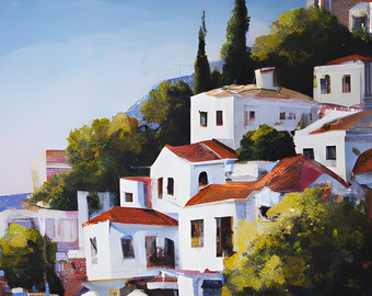 Poster - Greek Villas / Houses - Image/Painting as Digital Download - 8K Resolution - Digital Art - Motif 6