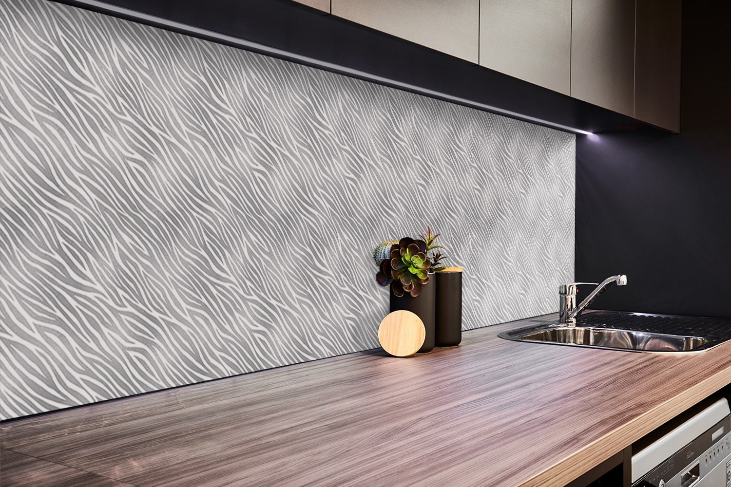 African Zebra Skin Black and White Backsplash, Stain Protection, Tempered  Glass, Wall Accents, Kitchen Decor 