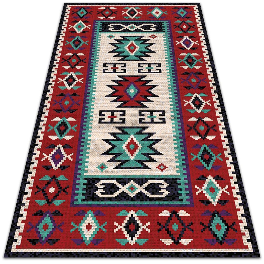 Ethnic Simple Designs Red Vinyl Floor Mat Decorative Mat Etsy
