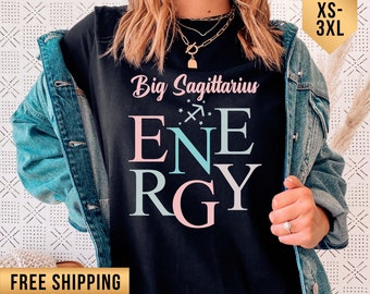 Camisa de cumpleaños Sagitario. Camiseta Big Sagitario Energy. Bonita camiseta con signo del zodiaco, signo de astrología, horóscopo, regalo de astrología para los amantes del zodiaco.