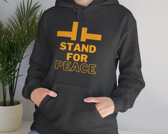 Cómoda sudadera con capucha "Stand for Peace", suéter de cultura pop, sudadera dragón