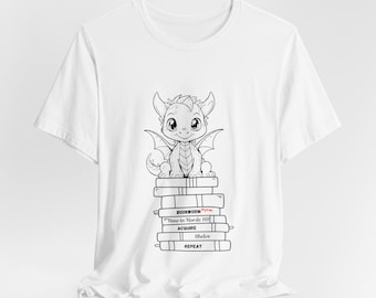 Fitted Book Tee, "Bookwyrm not Bookworm", Cute Tshirt, Funny Shirt