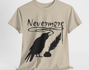 Camiseta casual, "Nunca más", camisa de libro, camiseta librería, Cuervo