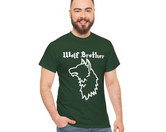 Casual Book Tee, "Wolf Brother" - Front, Wolf Design, Cool book T-Shirt