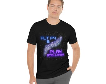 Stellaris Shirt - Mac quote from League Nights by Kroob text custom design short sleeve