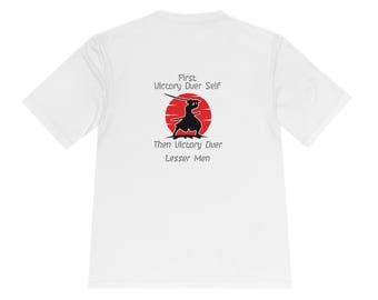 Athletic Tee, "First Victory Over Self Then Victory Over Lesser Men" - Back, Stoic Quote Tshirt,