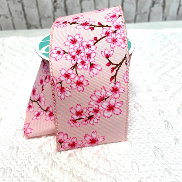 Pink cherry blossoms ribbon, RGE107421, pink ribbon, spring ribbon, summer ribbon, everyday ribbon, cherry blossom ribbon