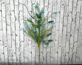 Aqua/Teal filler flower spray, Eva Leaf/Beads Spray, 24”