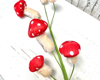 Red mushroom pick, spring red mushroom spray, summer mushroom spray, red mushroom spray, 63304RD, everyday red mushroom spray