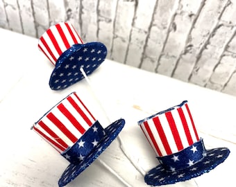 Patriotic top hat spray, 74226RWB, patriotic spray, , top hat spray, Uncle Sam hat spray, 4th of July spray, Memorial Day spray