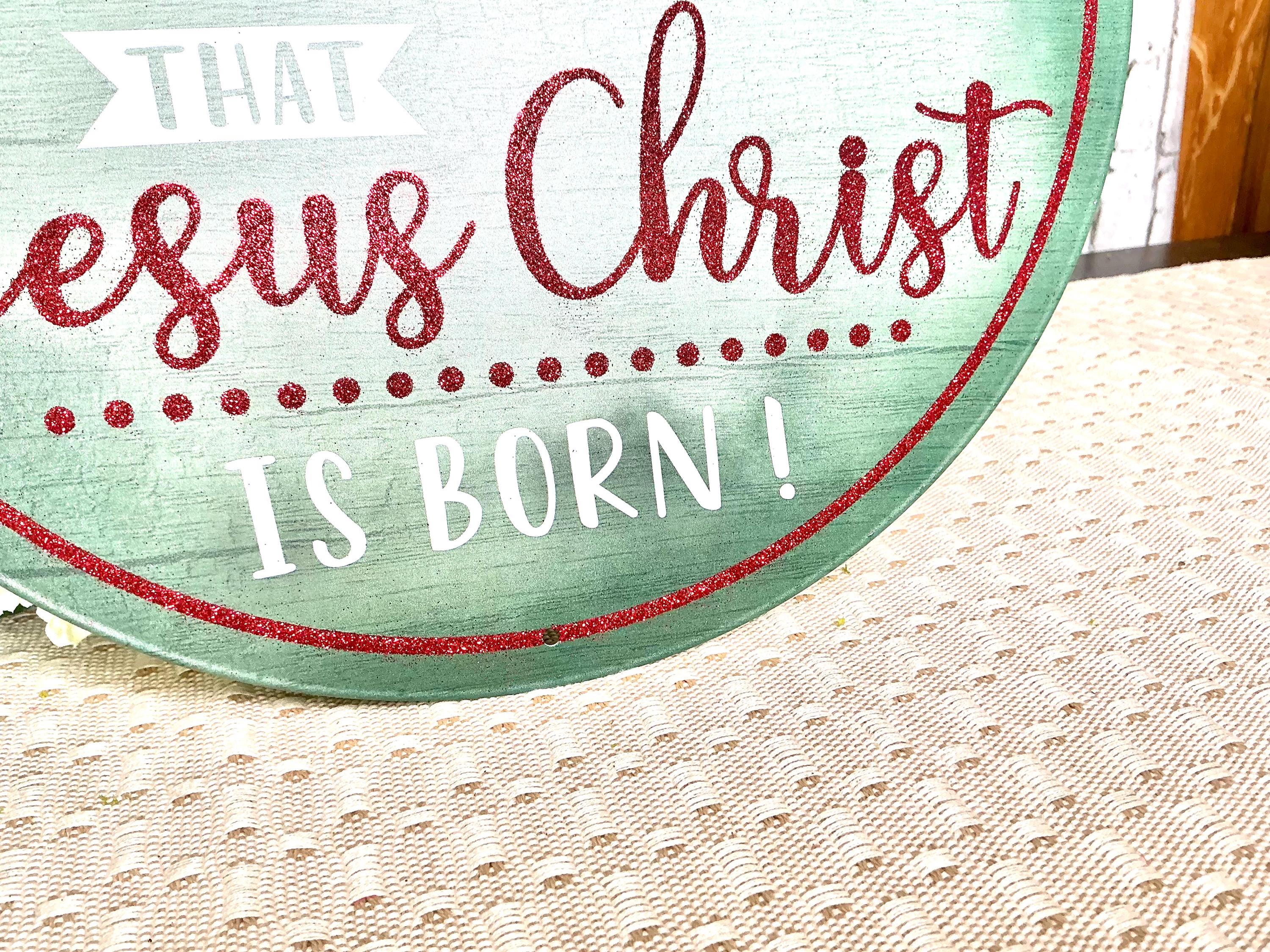 Jesus Is Born Lettering Jesus Christ is Born Metal Sign, 12” Dia - Etsy