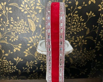 Shimmering Gems Ribbon, Red, Farrisilk, 1.5”x5YD