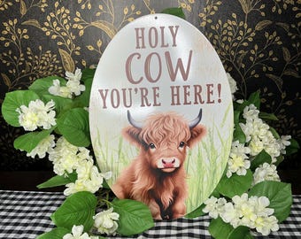 Holy Cow Oval Sign - Wreath Attachment