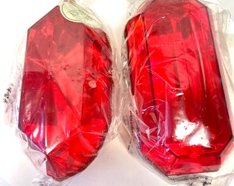 Red Rectangle Faux Gems, 5 Inch, Two Pack