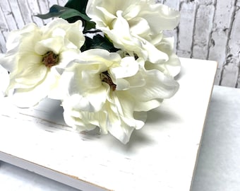 White Silk Magnolia Bush: Spring Summer Floral Decor
