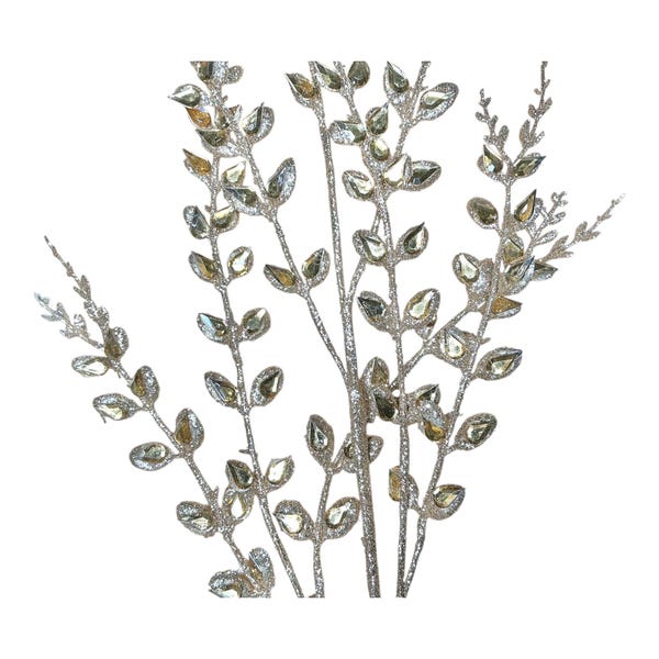 Jeweled gold leaf spray, 33”