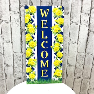 Letrero de bienvenida con enrejado de rosas, 12,5" x 6", AP738280