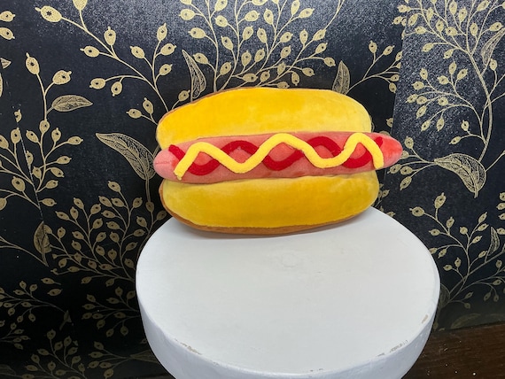 Plush Hotdog Pillow, Cookout Decor, 8x4.5 inches