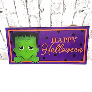 Halloween sign, frankly sign, Frankenstein sign, wreath sign, Halloween wreath sign