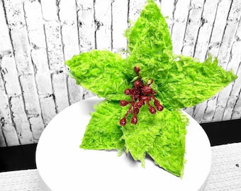 Furry Green and Red Poinsettia, Grinch Poinsettia