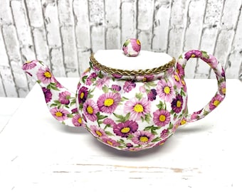 Purple Flower Teapot Wreath Attachment: Spring Summer Swag