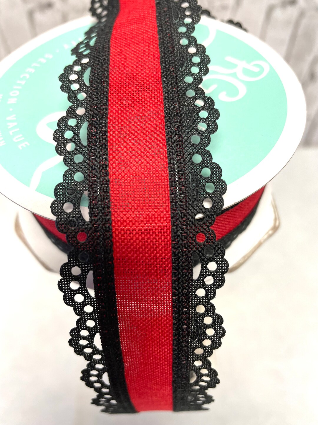 Spring Ribbon, RGA1541A9, Scalloped Edge Red and Black Ribbon, Lady Bug ...