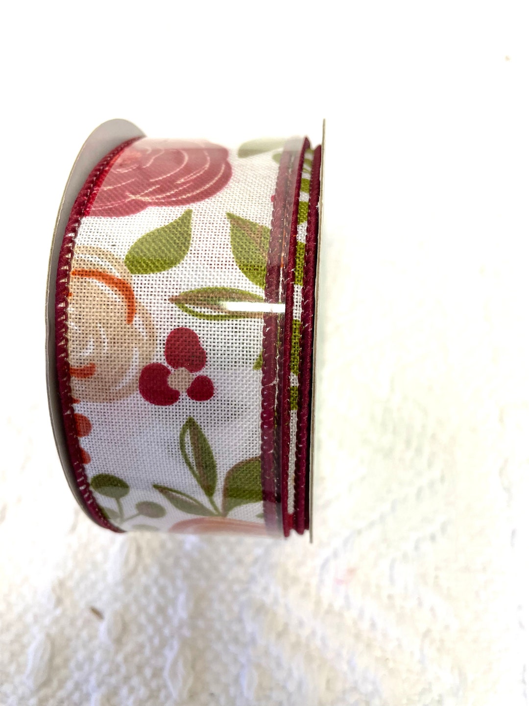 Floral Fall Ribbon Burgundy Floral Fall Ribbon: Everyday Decor - Etsy