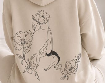 Floral Aerial Hoop Dancer Hoodie: Aerialist Gift, Aerial Dance Apparel