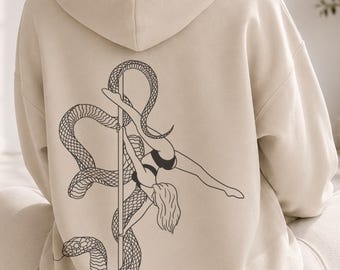 Snake Pole Hoodie, Dance Sweatshirt, Fitness Gift, Gothic Apparel, Instructor Wear, Aerial Lifestyle