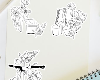Pole Heels Sticker Sheet With 4 Stickers Pole Dance Vinyl Sticker Set Of 4 Pole Dance Stickers White or Transparent PoleDance Stickers