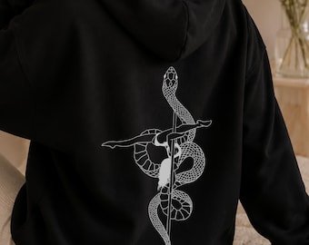Gothic Snake Sweatshirt, Pole Dance Hoodie, Fitness Apparel, Alternative Gift, Instructor Wear, Aerial Style
