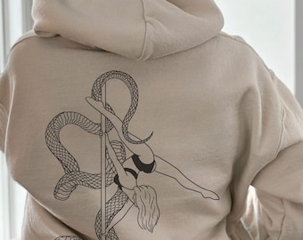 Snake pole dance hoodie, unisex pole fitness sweatshirt, pole instructor gift
