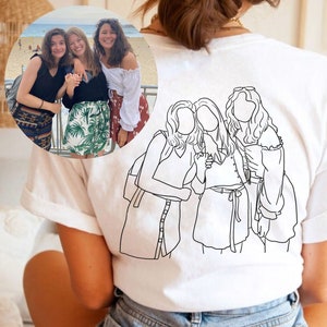 Outline Photo Friends Tshirt Custom Friends Gift Portrait From Photo Shirt Line Art Photo Tshirt Custom Photo TShirt Personalized Gift Photo Bild 6