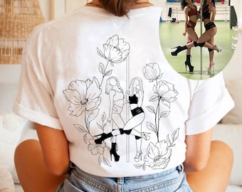Custom Pole Dance Gift For Friend Photo Tshirt Pole Dance Personalization Pole Dance Photo Shirt Custom Pole Dance Gift Outline Photo TShirt