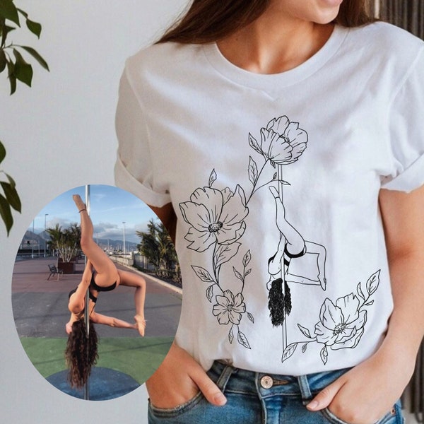 Pole Dance Custom Photo Tshirt Pole Dance Personalization Pole Dance Photo Shirt Custom Pole Dance Photo Gift Outline Photo TShirt PoleDance