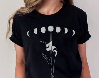 PoleDance Tshirt For Pole Dancer Shirt PoleDance Gift For Pole Dance T Shirt Pole Fitness T-Shirt Pole Dancing Shirt Pole Moon Phase tshirt