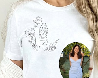 Photo Outline Tshirt Custom Portrait From Photo Shirt Line Art Photo Tshirt Custom Photo Couples Shirt Personalized Friends TShirt Custom