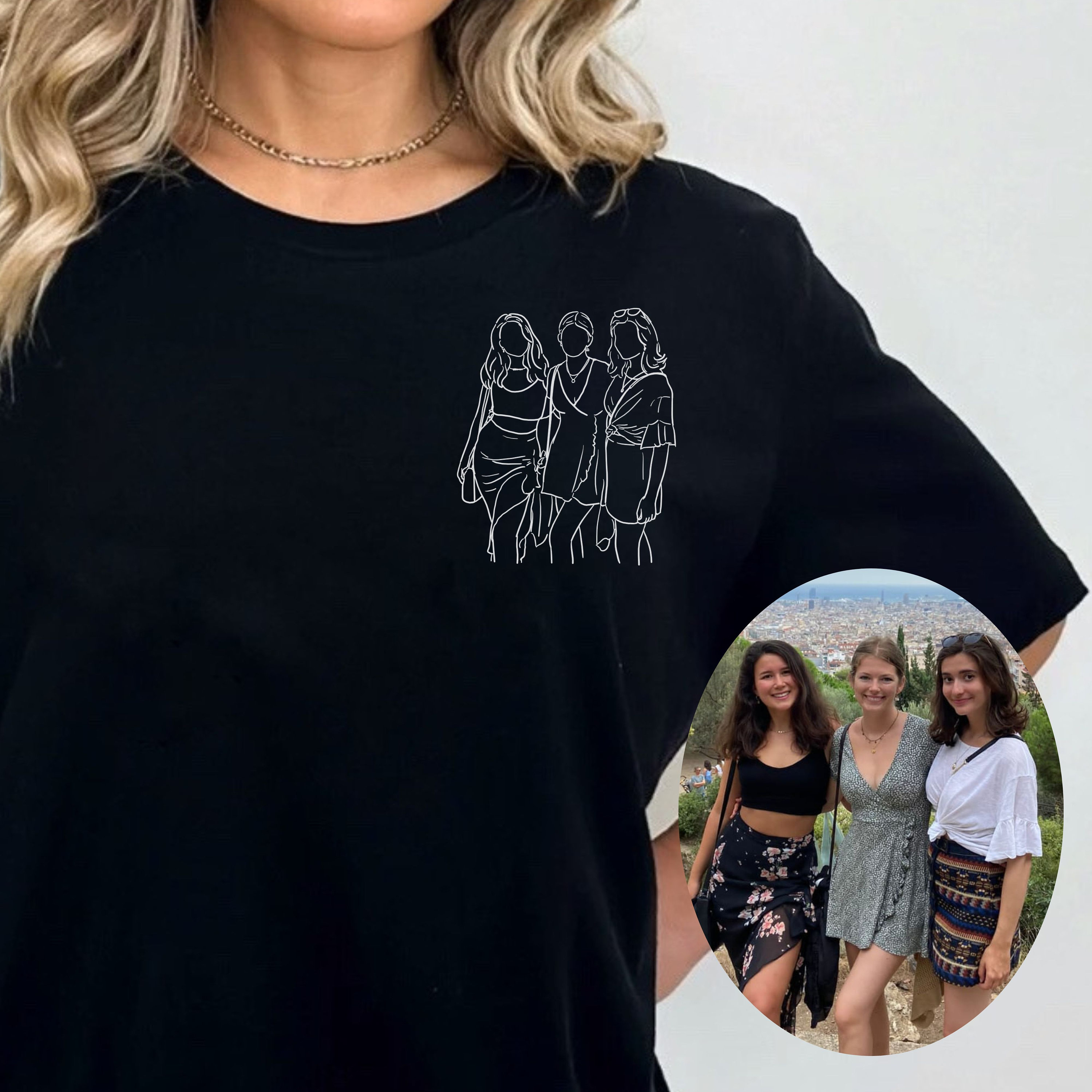 Camiseta con Foto Personalizada, Cara Personalizada, Arte en Línea, Regalo Personalizado