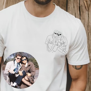 Custom Tshirt Gift Outline Family Photo Shirt Fathers Day Tshirt Custom Portrait From Foto Family Personalized Shirt Line Art Photo Tshirt