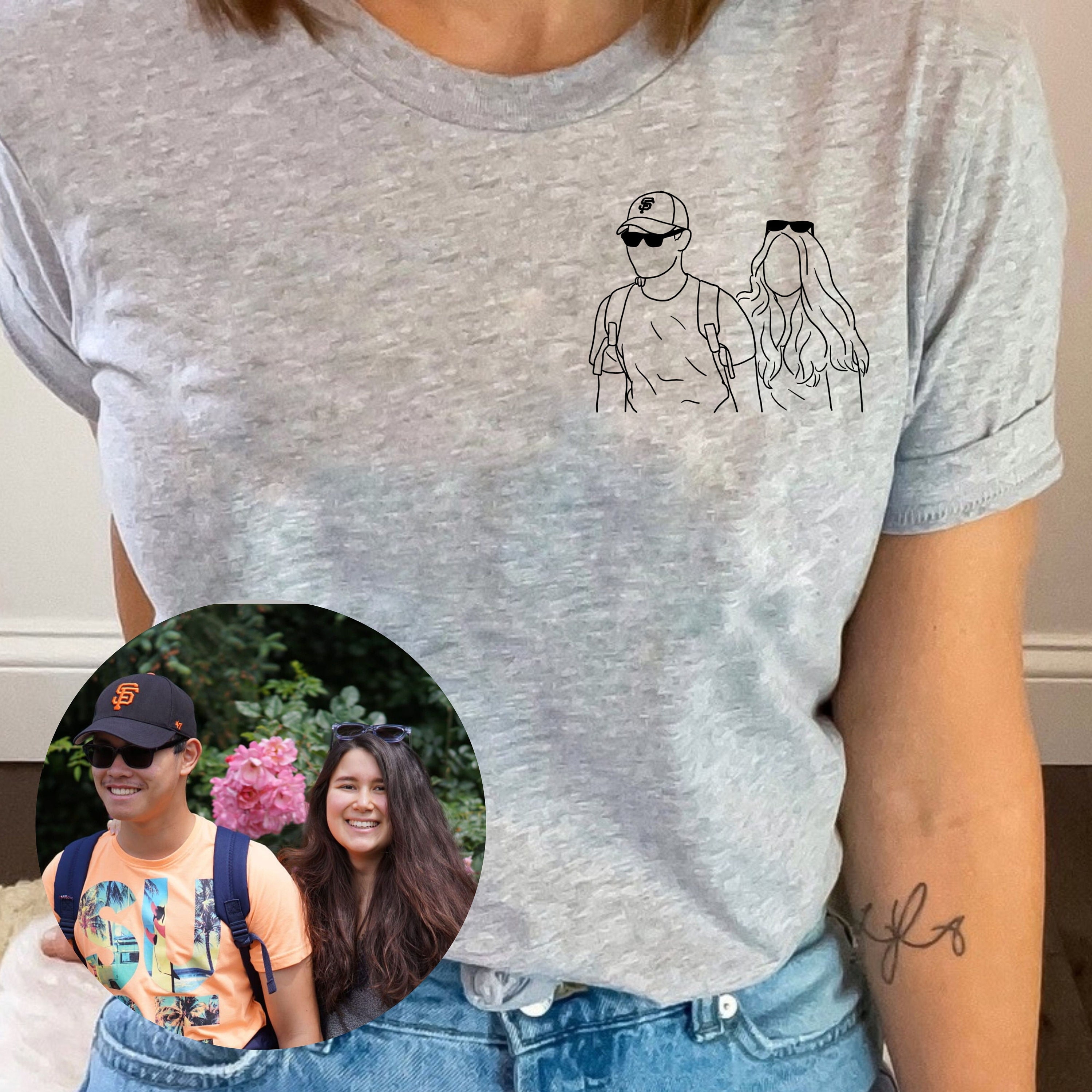 Camiseta con Foto Personalizada, Cara Personalizada, Arte en Línea, Regalo Personalizado