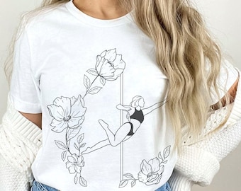 Floral Pole Dance T-Shirt, Cute Pole Dancing Gift
