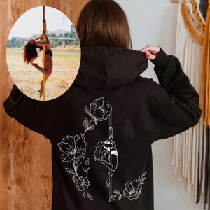 Pole Dance Custom Photo Hoodie Pole Dance Personalization Pole Dance Photo Hoodie Custom Pole Dance Gift Outline Photo Pole Dance Hoodie