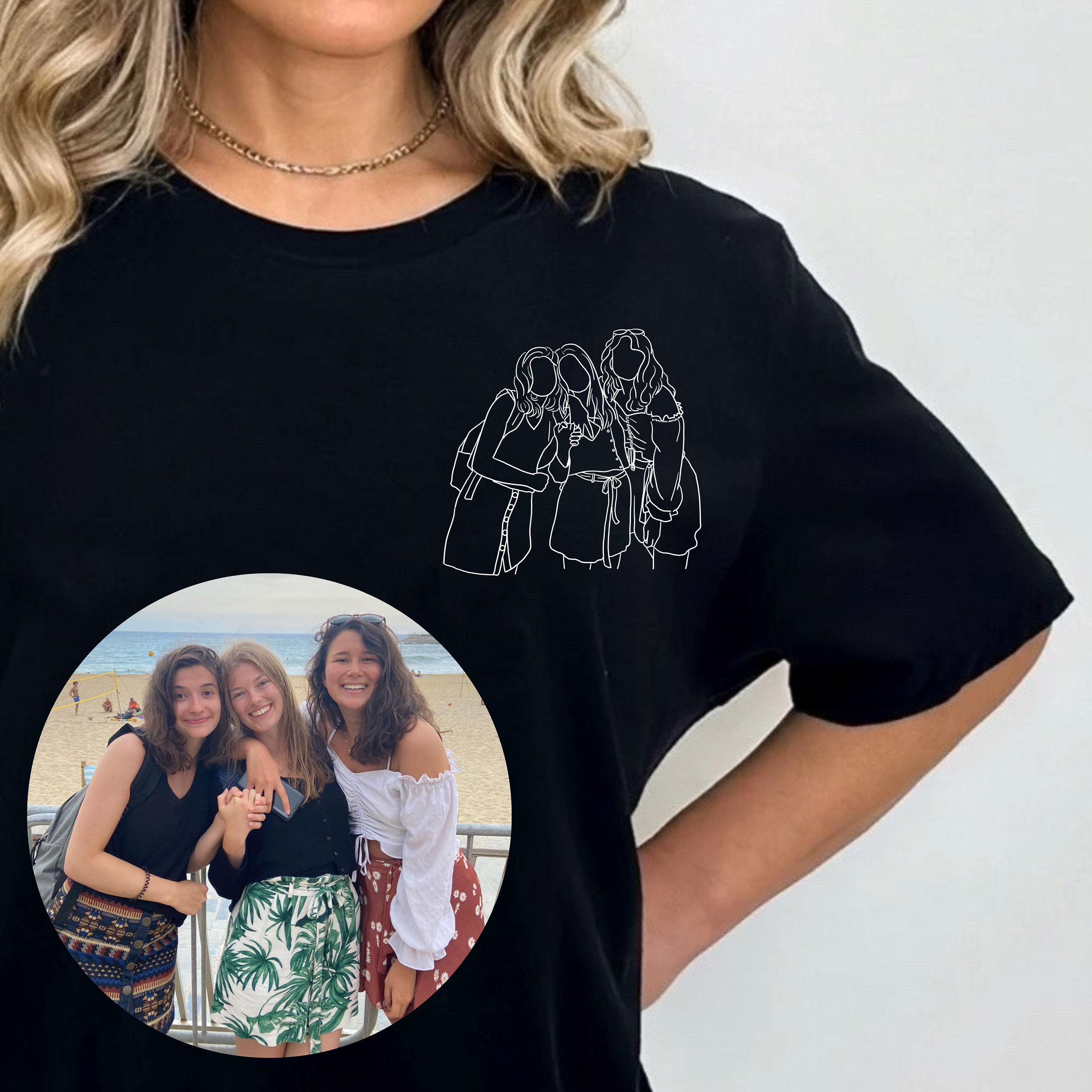 Camiseta con Foto Personalizada, Cara Personalizada, Arte en Línea, Regalo Personalizado