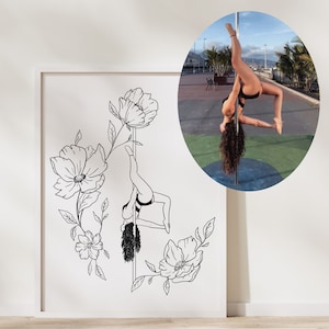 Pole Dance Custom Photo Print Pole Dance Personalization Print Pole Dance Photo Art Custom Pole Dance Photo Gift Outline Photo Pole Dance