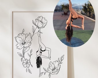 Pole Dance Custom Photo Print Pole Dance Personalization Print Pole Dance Photo Art Custom Pole Dance Photo Gift Outline Photo Pole Dance